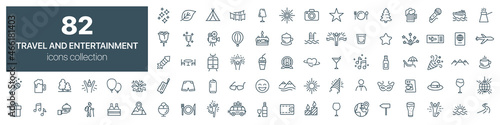 Travel and entertainment line icons collection. Vector illustration eps10