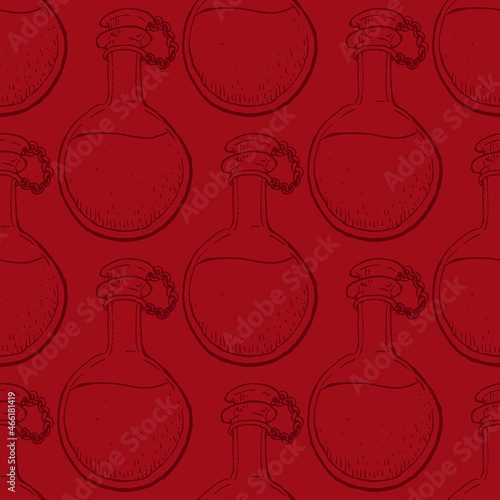 Seamless vector pattern of vintage alchemy bottle