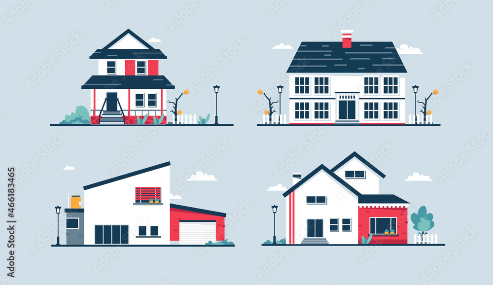 vector building house concept 4 bundle for poster, background, print, flyer and  reklame