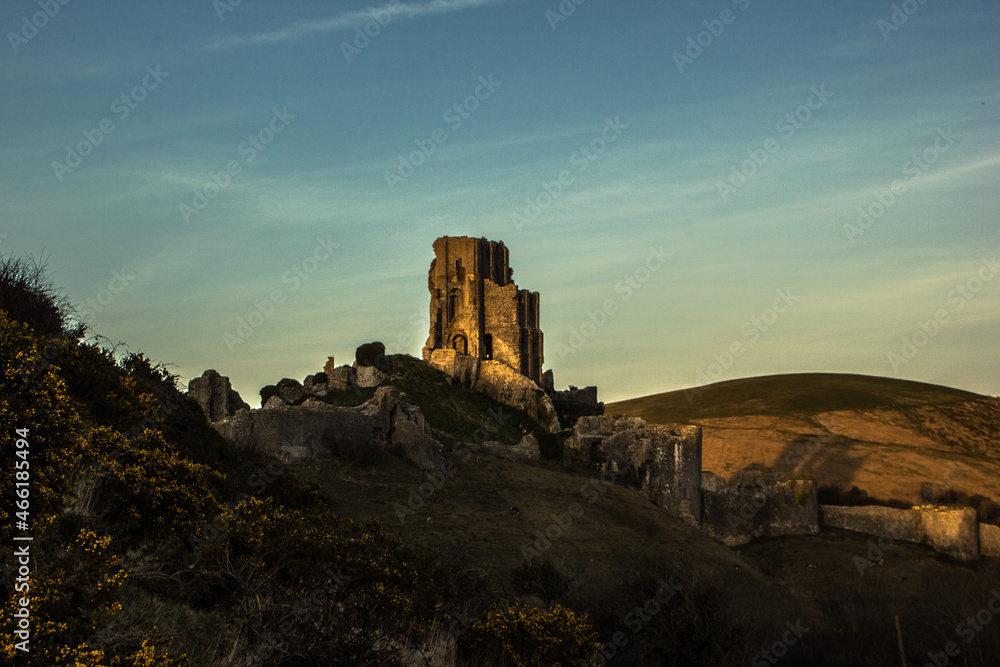 Corfe Castle at Sunset