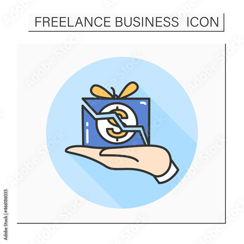 No employee benefits color icon.Employee without advantage.Drawbacks of freelancing.No bonuses.Isolated vector illustration
