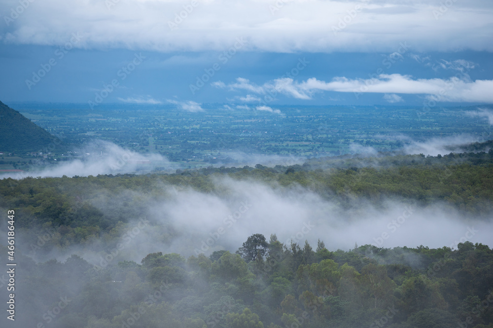 Top view of Khao Yai Thiang hill view point. Nakhonratchasrima Province, Thailand.