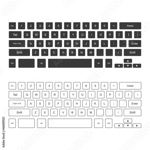 Computer keyboard, isolated on grey background, vector illustration.
