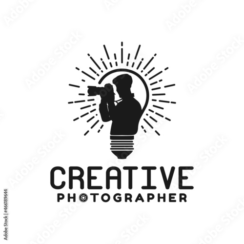 Creative Bulb Photographer Journalist Cameraman Photo Production logo design