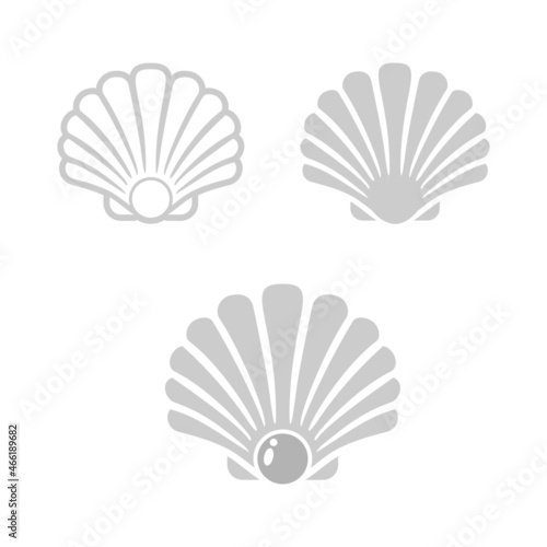 Beauty Shell Seashell Oyster Mussel Scallop  Bivalve Cockle Clam Set Simple Silhouette logo design