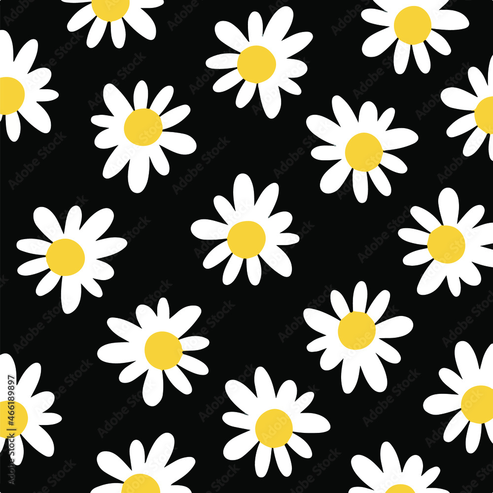 Daisy Flower Seamless Background. Floral Vector Illustration. Daisy Flower Seamless Background. Floral Vector Illustration.