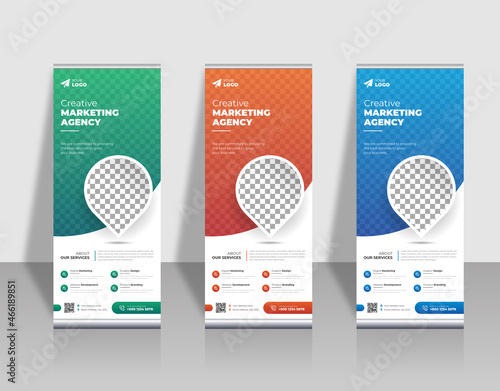 Roll-up banner template, a set of modern portable stands roll-up for advertising, banner for presentations, conferences, exhibitions, mobile banner for product promotion and advertising