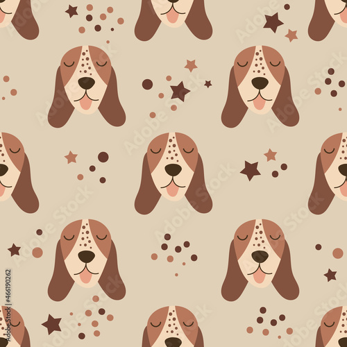 Dog face Seamless pattern design. Vector illustration.