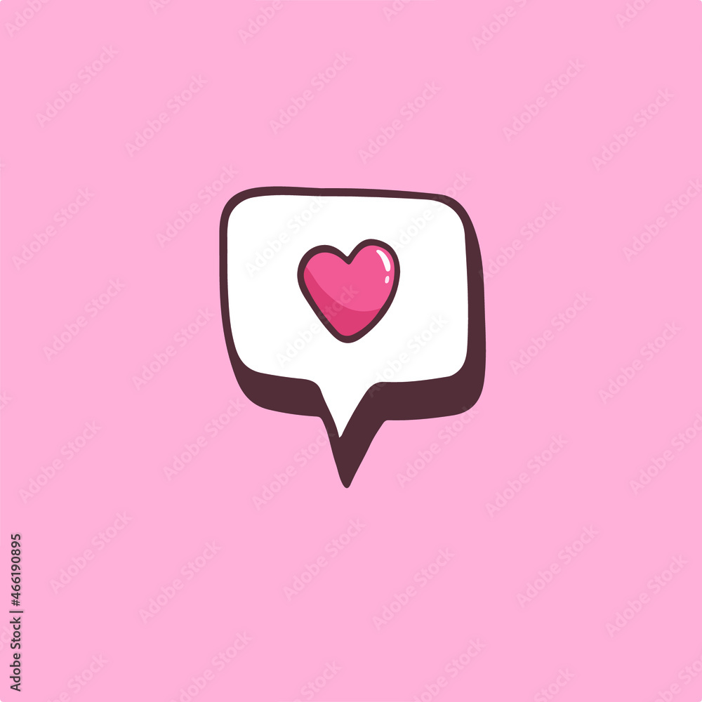Love Bubble Speech Symbol. Valentine Vector Illustration.