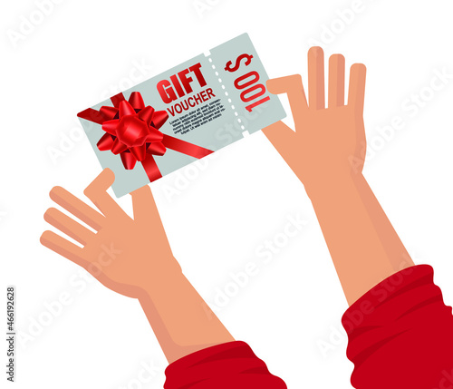Christmas gift voucher card template vector illustration. discount coupon code promotion. Happy holiday and new year concept.
