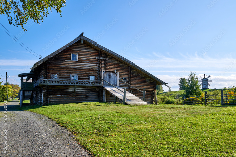 Russia. Kizhi Island. House of residents of the village of Yamka Russia. Kizhi Island. House of residents of the village of Yamka