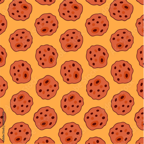 Chocolate Chip Cookies Pattern Background. Social Media Post. Delicious Food Vector Illustration.