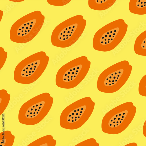 Papaya Pattern Background. Social Media Post. Fruit Vector Illustration.