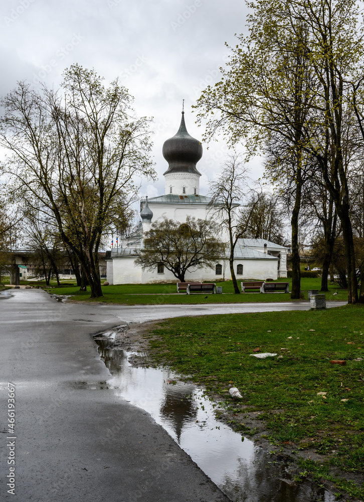 Church of the Assumption of the Mother of God from Paromenya. It is a nasty day.