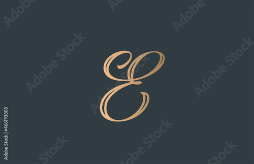 yellow green calligraphy E alphabet letter logo icon. Elegant design for business and company