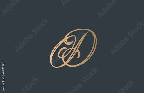 yellow green calligraphy D alphabet letter logo icon. Elegant design for business and company