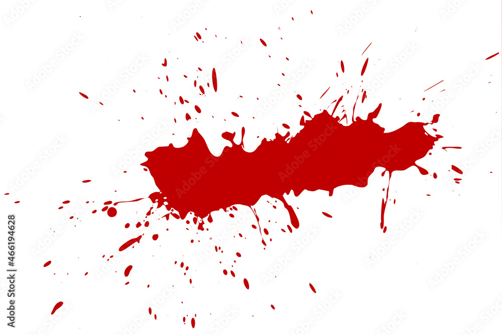 Red blot on a white background. Spots of ink on a piece of paper. Red blot on a white background. Spots of ink on a piece of paper.