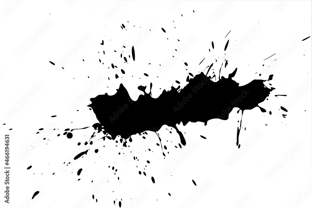 Black blot on a white background. Spots of ink on a piece of paper. Black blot on a white background. Spots of ink on a piece of paper.