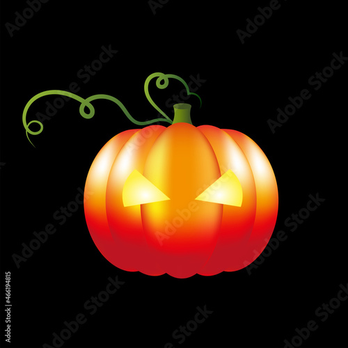 Scary halloween dark pumpkin on the black background