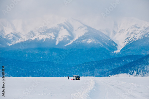 
Lake baikal in winter. minimalistic winter landscape. Russia. Siberia. Buryatia