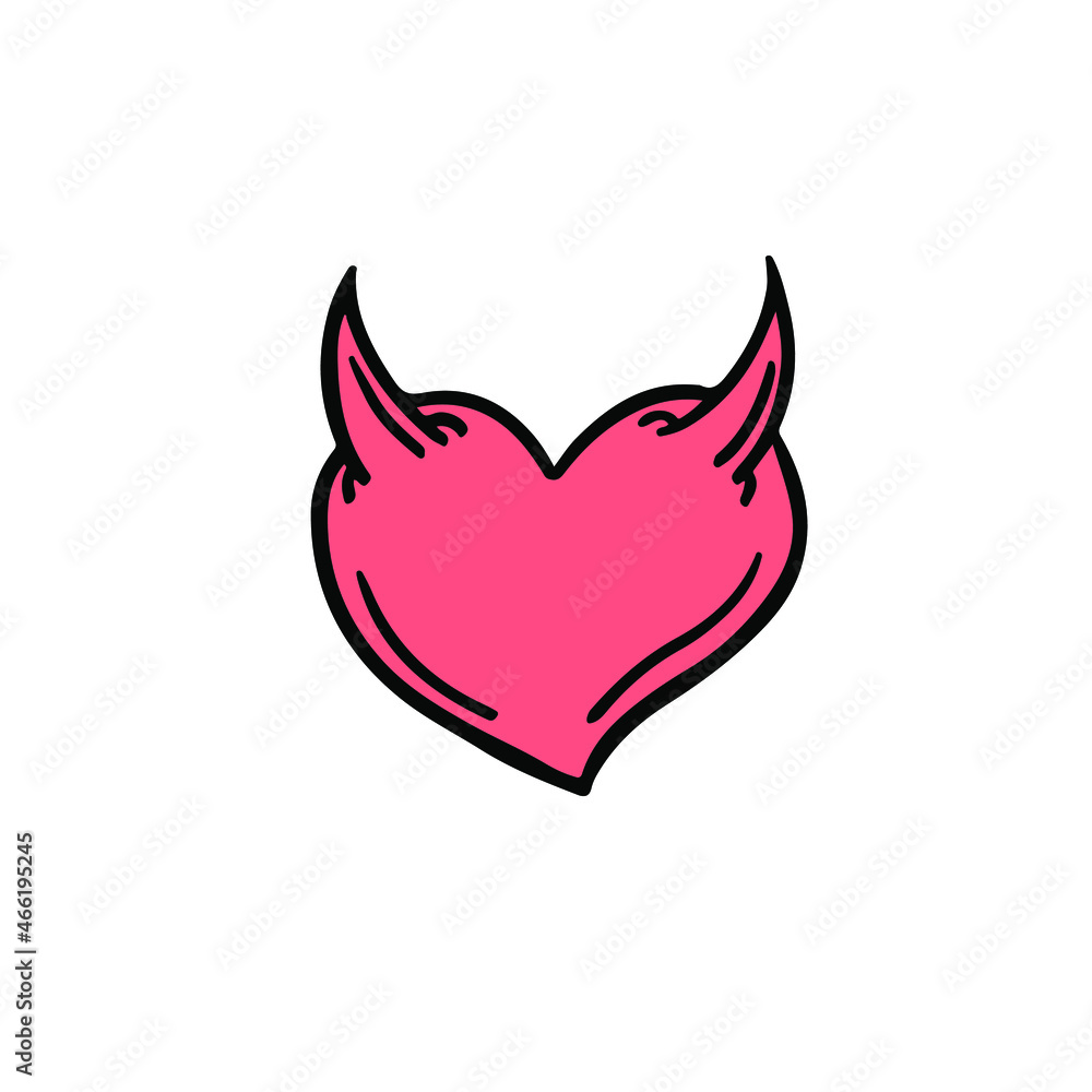 Evil Heart With Horn Symbol. Tattoo Design. Vector Illustration. Evil Heart With Horn Symbol. Tattoo Design. Vector Illustration.
