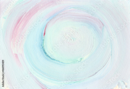 Abstract acrylic background in the form of a circular motion. The concept of infinity, moving forward to the future. Whirlpool in nature. Modern Art. Strokes in pink, blue and white.