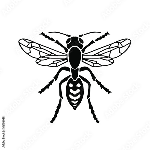 Wasp Logo Symbol. Stencil Design. Tattoo Vector Illustration. © FriskySloths