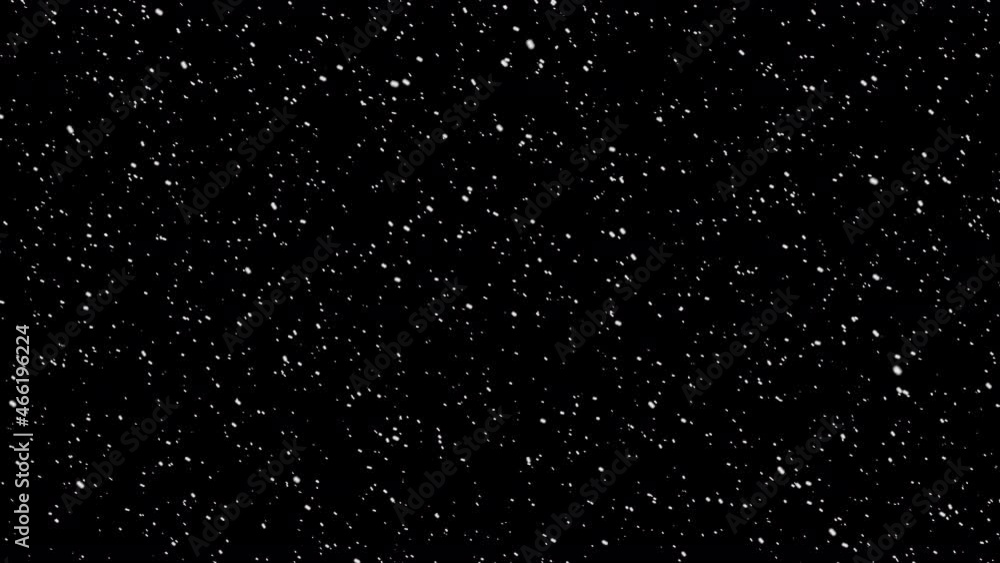 Falling Snow with Wind on Black Background Animation