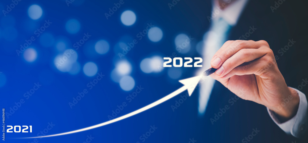 Business growth data chart arrow with diagram 2022 budget, Businessman ...
