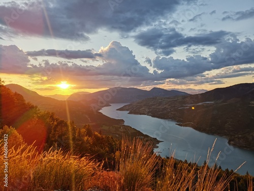 Panoramic view on Lake lac de serre poncon