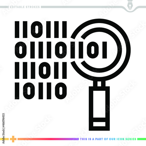 Editable line icon of data mining as a customizable black stroke eps vector graphic.