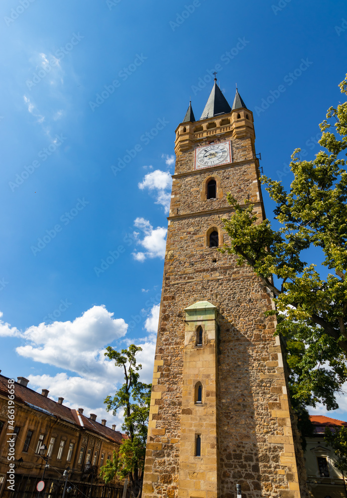 Photograph of Stefan's Tower located in the Citadel Square in Baia Mare, Maramures, which is over 40 meters high and was originally the bell tower of St. Stephen's Church