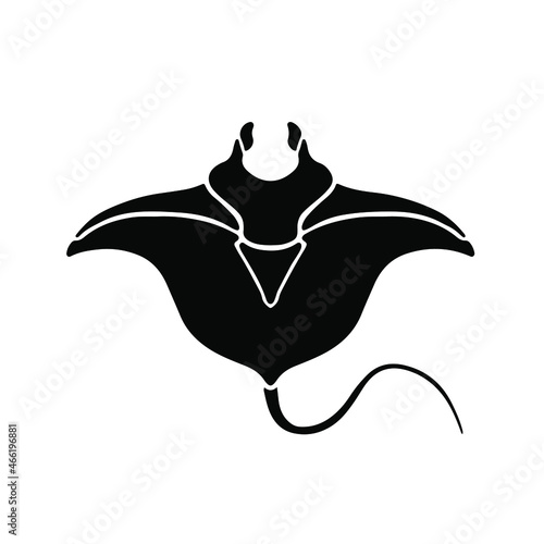 Manta Ray Logo Symbol. Stencil Design. Tattoo Vector Illustration.