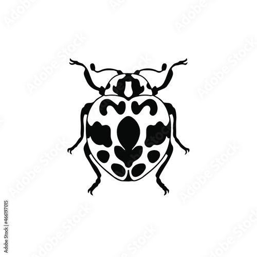 Lady Beetle Logo Symbol. Stencil Design. Tattoo Vector Illustration.