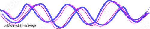 Two drawn blue and pink wavy lines crossing each other. Vector illustration can be used as decorative text divider in cartoon doodle style