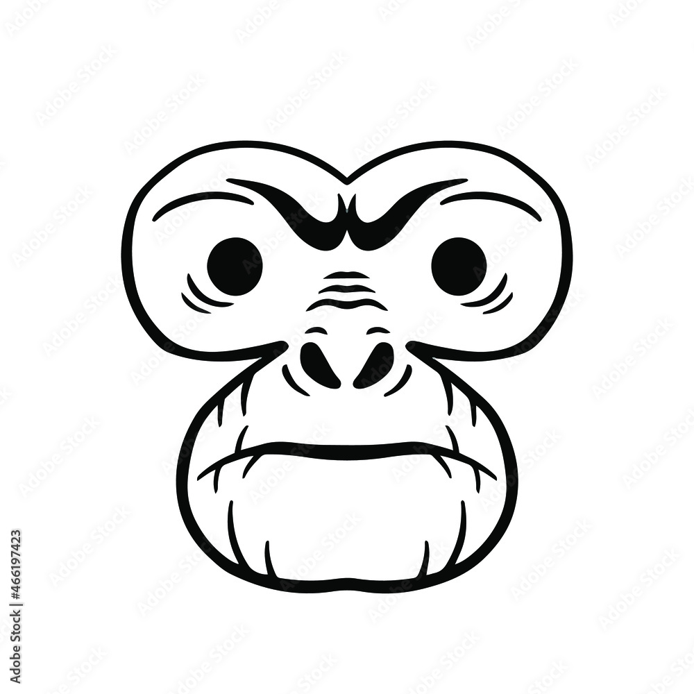 Black Ape Head Logo on White Background. Tattoo Design Stencil Vector Illustration. Black Ape Head Logo on White Background. Tattoo Design Stencil Vector Illustration.