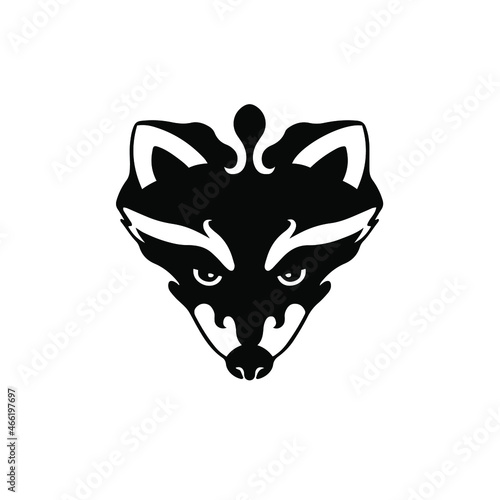 Tribal Raccoon Logo. Tattoo Design. Stencil Vector Illustration.