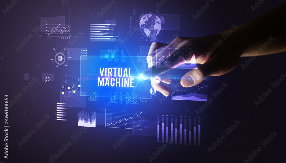 hand touching digital button, modern technology concept hand touching digital button, modern technology concept