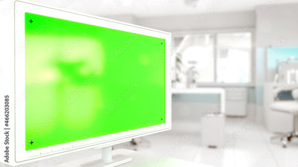 blank chroma key screen monitor - mockup with free space , creative object 3D illustration blank chroma key screen monitor - mockup with free space , creative object 3D illustration