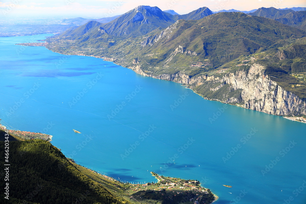 Mount Baldo overlooking Lake Garda in the Italian Alps. Europe.