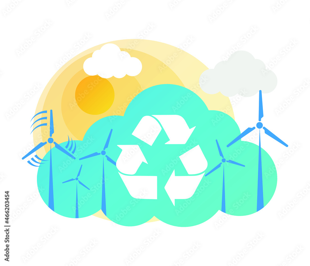 renewable wind energy. Ecology Concept Banner Template in Flat Design.