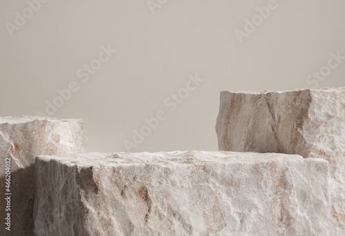 Abstract stone podium for display product. Isolated, clipping path included. 3d illustration