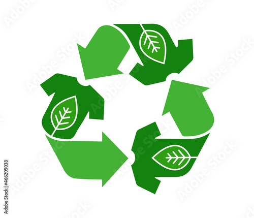 sustainable textile and fashion concept.  Slow Fashion. Vector Logo, eco friendly production.Recycling of clothes. Conscious fashion. Ethical and eco Sustainable Materials.
