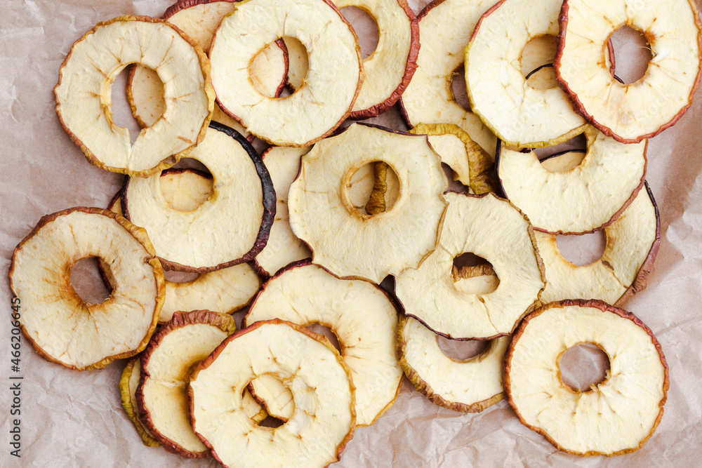 Dried apple rings view from above Dried apple rings view from above