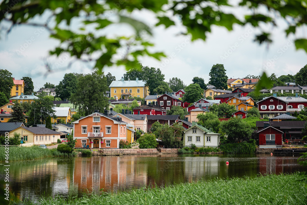 Traditional finnish wooden houses in Porvoo, Finland.