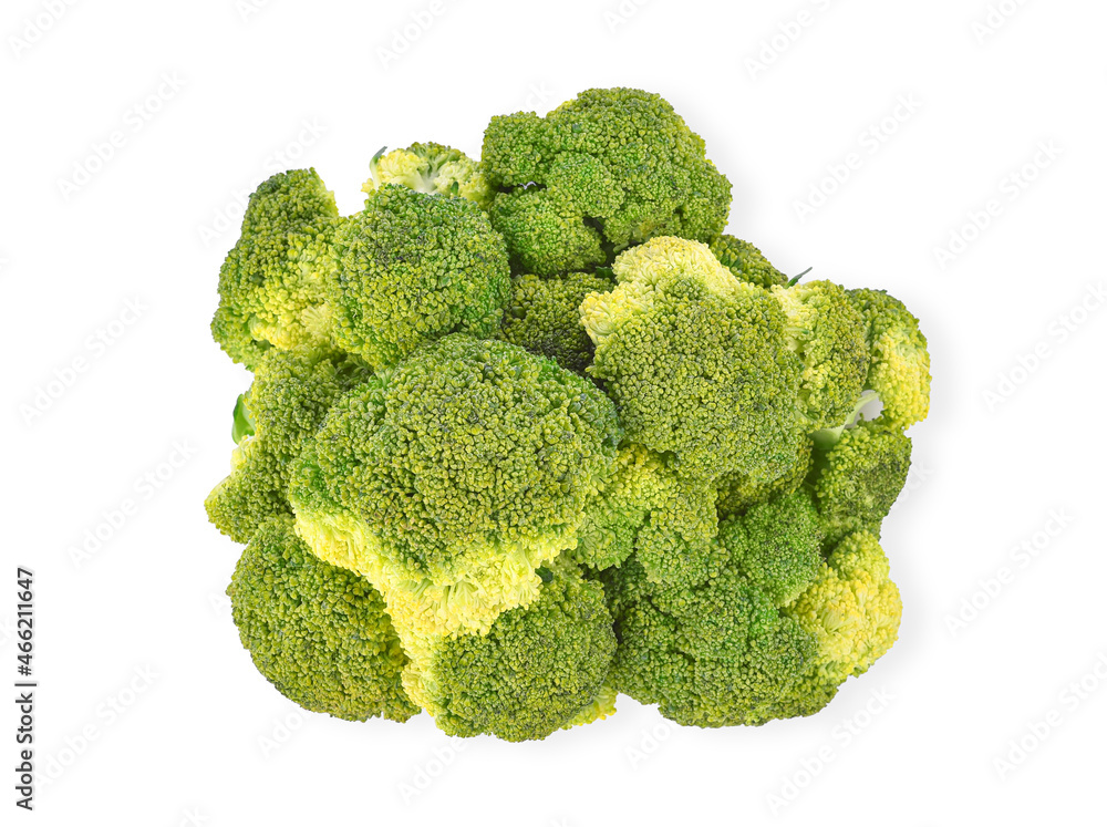 Broccoli isolated on white background. Top view Broccoli isolated on white background. Top view