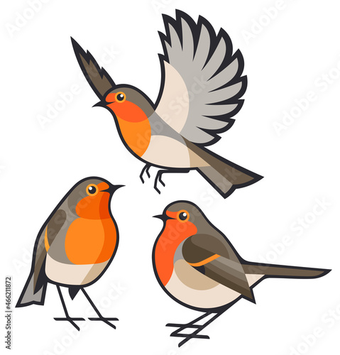 Stylized Birds - European Robin