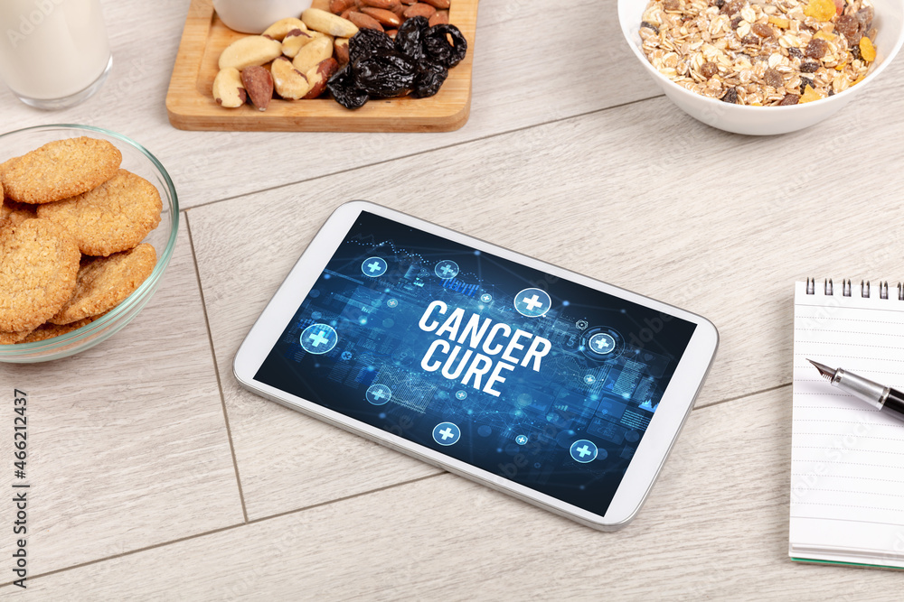 Tablet Pc with fruits, healthy concept Tablet Pc with fruits, healthy concept