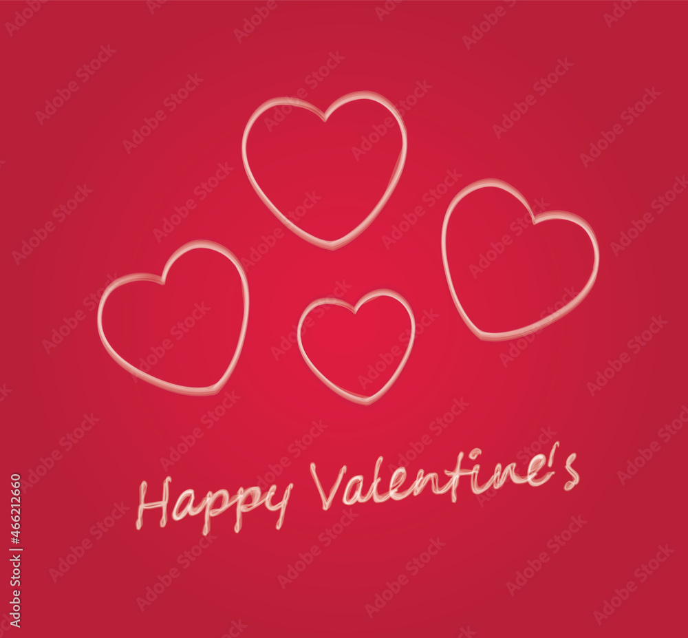 Heart chalk with text Happy Valentines on red background vector