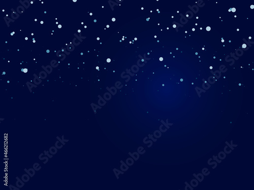 Snowfall on a dark blue background. Snowflakes fall at night. Winter vector illustration.